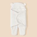 Baby Swaddling Blanket Solid Color Newborn Flannel 3D Ear Design Blanket Swaddle Wrap Sleeping Bag White image 3