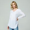 Casual Solid Crisscross Long-sleeve Tee  White