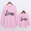 Love Print Pink Sweatshirts for Mommy and Me Pink