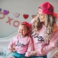 Love Print Pink Sweatshirts for Mommy and Me Pink