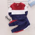 2-piece Toddler Boy/Girl Colorblock Pullover and Pants Casual Set Burgundy image 1