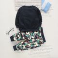 2-piece Toddler Boy Camouflage Print Pocket design Black Sweatshirt and Pants Set Black