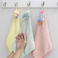 Kids Cartoon Hanging Bathroom Towels Fleece Absorbent Hand Towels for Kitchen Bathroom Light Green