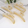 Women Pearl Hair Claw Hollow Hair Catch Barrette Jaw Clamp Pale Yellow