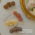 Vintage Hollow Out Rose Hair Claw Hairpin Hair Accessory for Women White