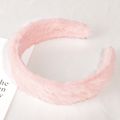 Women Pure Color Fluffy Fleece Headband Makeup Cosmetic Shower Hairband Hair Accessory Pink
