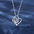 Women Rhinestones Double Heart Pendant Necklace White