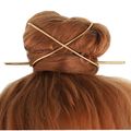 Women Criss Cross Irregular Metal Hairpin Hair Accessory Gold