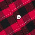 menino da criança 100% algodão xadrez costura botão de camisa projeto do hoodie Vermelho image 3