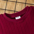 2-piece Toddler Girl Cable Knit Burgundy Sweater and Pants Set Burgundy image 2