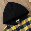 Toddler Boy 100% Cotton Button Design Hooded Plaid Shirt Yellow