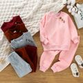 2-piece Toddler Girl Button Design Cable Knit Textured Sweatshirt and Pants Set Pink