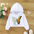 Toddler Girl Butterfly Floral Print Hoodie Sweatshirt White