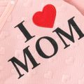 3pcs Baby Boy/Girl Love Heart Letter Print Solid Long-sleeve Romper and Trousers Set Pink image 4