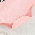 3pcs Baby Boy/Girl Love Heart Letter Print Solid Long-sleeve Romper and Trousers Set Pink image 5
