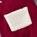 Baby Boy/Girl Fuzzy Fleece Long-sleeve Hooded Splicing Cable Knit Jumpsuit Burgundy