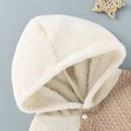 Baby Boy/Girl Fuzzy Fleece Long-sleeve Hooded Splicing Cable Knit Jumpsuit Khaki image 2