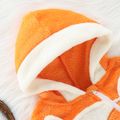 Baby Boy/Girl Cartoon Fox Pattern Orange Thickened Fleece Hooded Long-sleeve Zip Jumpsuit Orange