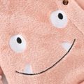 Baby Boy/Girl Cartoon Monster Pattern Solid Fuzzy Fleece Long-sleeve Hooded Jumpsuit Pink