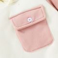 Baby Boy/Girl Thickened Fleece Lined Colorblock Long-sleeve Hooded Jumpsuit Pink
