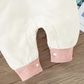Baby Boy/Girl Thickened Fleece Lined Colorblock Long-sleeve Hooded Jumpsuit Pink