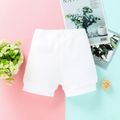 Baby Girl Solid Ribbed Elasticized Waist Casual Shorts White
