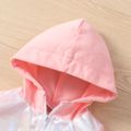 2pcs Baby Girl Colorblock Long-sleeve Zip Hoodie and Letter Print Pants Set Pink