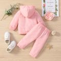 2pcs Baby Girl Colorblock Long-sleeve Zip Hoodie and Letter Print Pants Set Pink