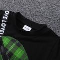2pcs Baby Boy Fake Crossbody Bag Design Short-sleeve Tee and Plaid Shorts Set Green
