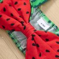 3pcs Baby Girl Watermelon Print Bow Front Cami Crop Top and Shorts with Headband Set Green