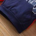 2pcs Baby Boy 95% Cotton Long-sleeve Letter Print Colorblock Hoodie and Pants Set Red