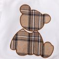 2pcs Baby Boy/Girl Long-sleeve Plaid Print Bear Embroidered Sweatshirt and Sweatpants Set OffWhite image 5