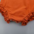 100% Cotton Letter Print Ruffle Decor Sleeveless Baby Romper Orange image 4