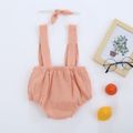 2-Piece Baby Solid Strappy Romper and Headband Set Light Pink