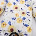 2pcs Floral Print Bow Decor Long-sleeve Baby Set White image 3