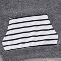 2pcs Stripe Print Hooded Long-sleeve Baby Set Dark Grey
