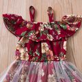 Toddler Girl Stylish Floral Allover Tulle Faux-two Onesies Red
