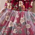 Toddler Girl Stylish Floral Allover Tulle Faux-two Onesies Red