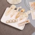 6Pcs/Set Metal Pearl Hairclips Decoration Women Hairpins Hair Barrettes Floral Girls Headwear Clamps Styling Accessories (Without Paperboard) White image 3