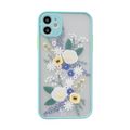 iPhone 7 8 Plus X XR XS 11 12 Pro Max Case for Clear Flowers Pattern Frosted PC Back 3D Floral Girls Woman Bumper Protective Silicone Slim Shockproof Turquoise