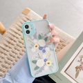 iPhone 7 8 Plus X XR XS 11 12 Pro Max Case for Clear Flowers Pattern Frosted PC Back 3D Floral Girls Woman Bumper Protective Silicone Slim Shockproof Turquoise