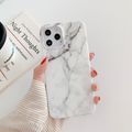 For iPhone 7 8 Plus X XR XS 11 12 Pro Max Mobile Phone Case Marble Pattern Glass Phone Case Simple Ins Protective Cover White