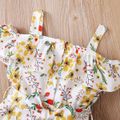 Floral Allover Off Shoulder Flounce Decor Baby Romper Pale Yellow image 4