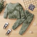 2-piece Toddler Boy Tie Dye Long-sleeve T-shirt and Casual Pants Set Green