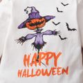 Baby 3pcs Happy Halloween Pumpkin Scarecrow Print Long-sleeve Romper Set White