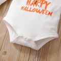 Baby 3pcs Happy Halloween Pumpkin Scarecrow Print Long-sleeve Romper Set White