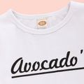 3pcs Letter Print Short-sleeve White T-shirt and Avocado Allover Green Shorts with Headband Baby Set White