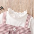Frilly Collar Long-sleeve Splicing Pink Baby Faux-two Houndstooth Dress Pink image 4