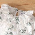 100% Cotton 2pcs Floral Print Flounces Baby Long-sleeve Jumpsuit Set White image 3