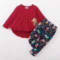 PAW Patrol 2-piece Little Girl Christmas Hi-Lo Top and Allover Pants Sets Red